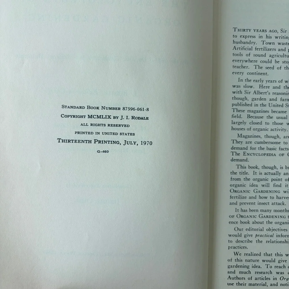 Encyclopedia of Organic Gardening J. I. Rodale 1970 Vintage Hardcover Green Book